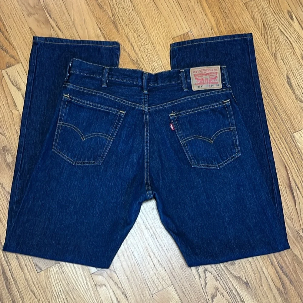 Levi's 517 Boot Cut Dark Wash Made Aug 2013 Blue Jeans Men's W/34 L/32 - Picture 4 of 12